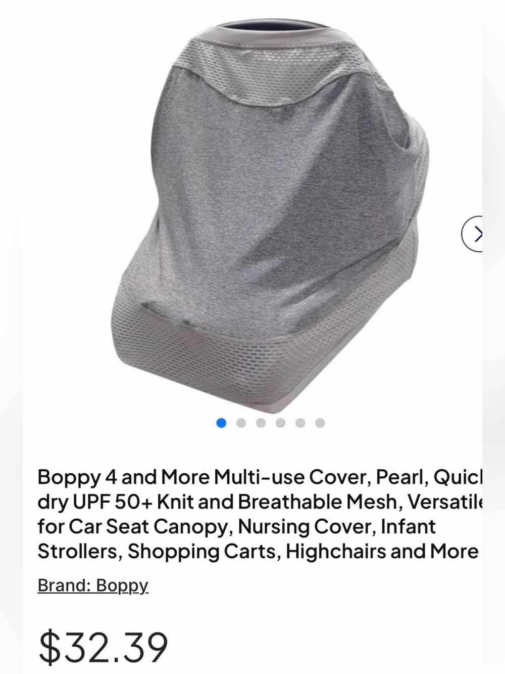 Boppy Multi-Use Cover in Pearl Gray